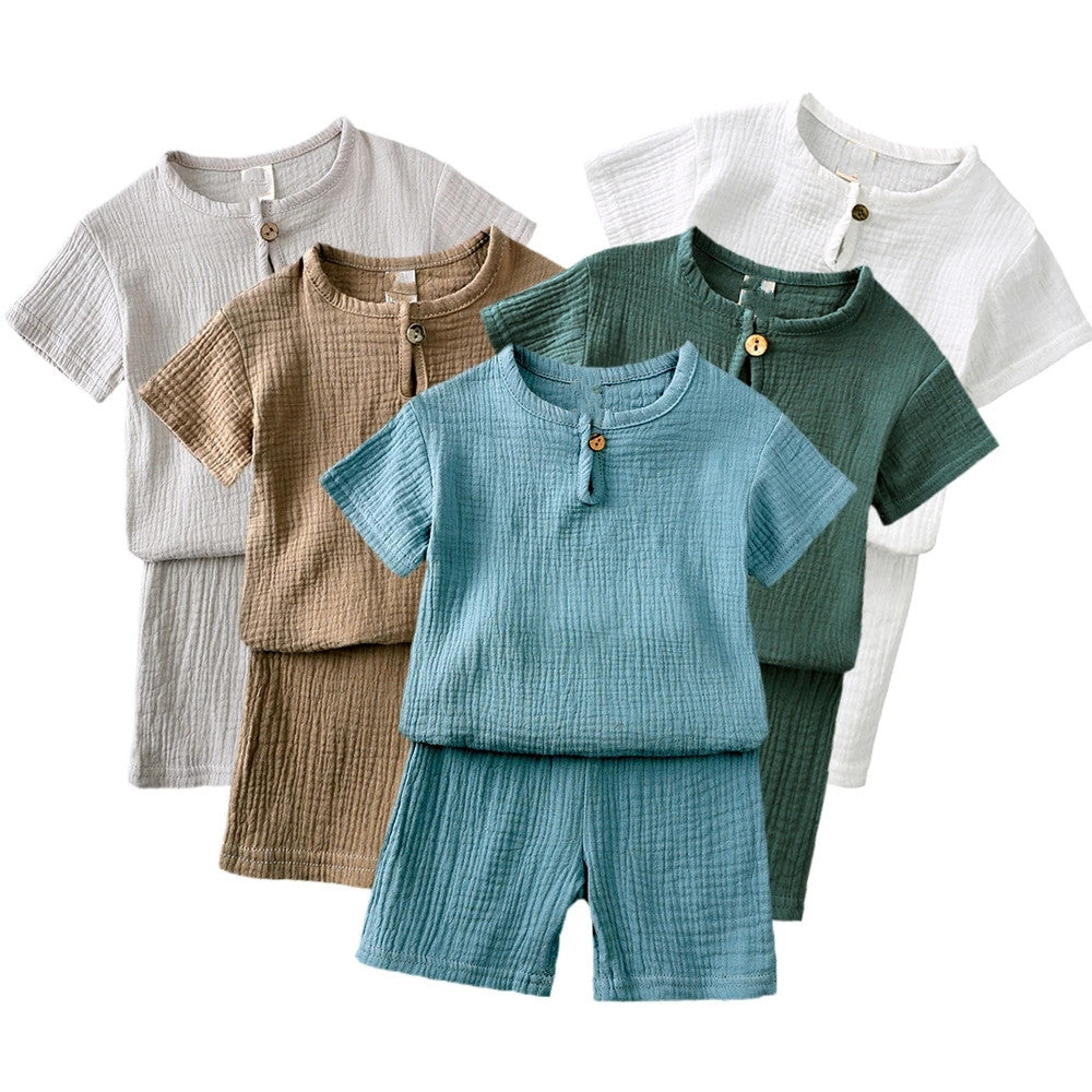 Summer Baby Clothes Cotton and Linen Retro Kids Children Clothes Suits ( Pack of 5 )