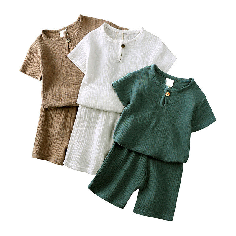Summer Baby Clothes Cotton and Linen Retro Kids Children Clothes Suits ( Pack of 5 )