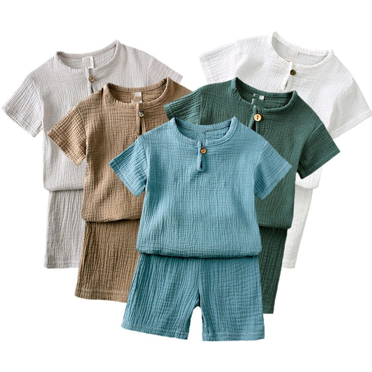 Summer Baby Clothes Cotton and Linen Retro Kids Children Clothes Suits ( Pack of 5 )