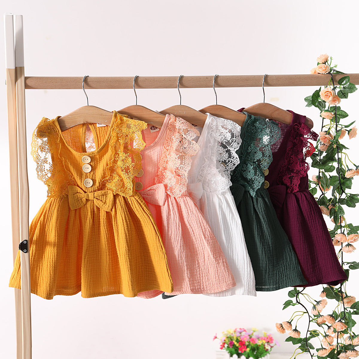Summer Baby Dress Lace Princess Sleeveless ( Pack of 5 )