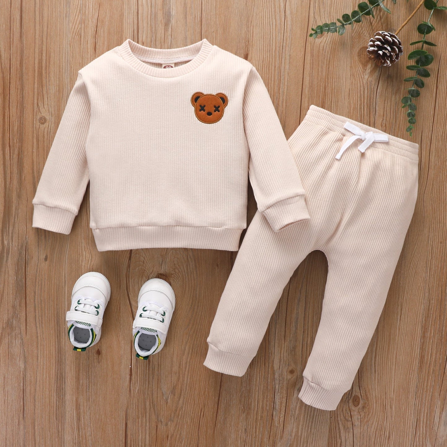 Unisex Baby Tracksuit Outfit Long Sleeve Embroidered Bear Sweatshirts Jogger Set ( Pack of 4 )
