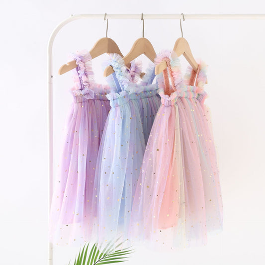 Summer Colorful Sequins Mesh Baby Girl Dress ( Pack of 3 )