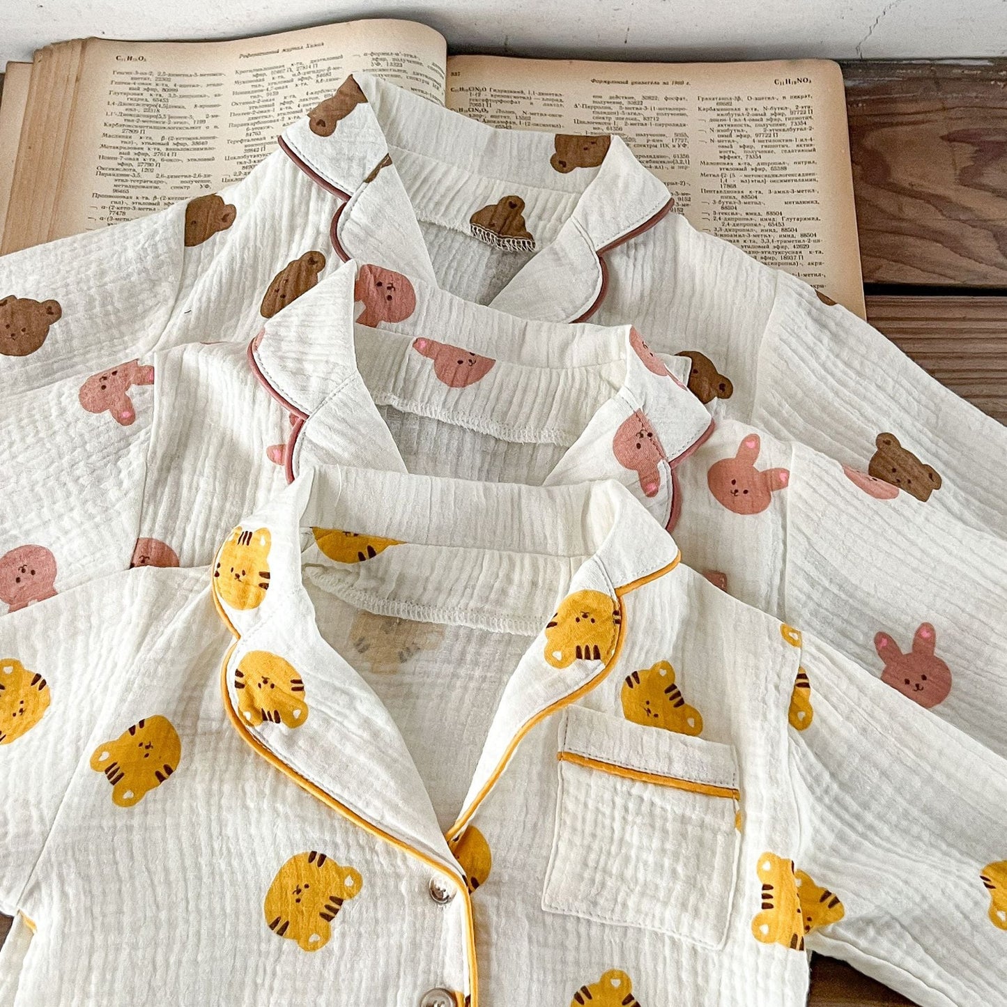 Baby Clothes Boys Girls Muslin Pajamas Long Sleeve Cartoon Cardigan and Pants ( Pack of 5 )